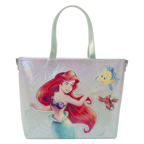 Loungefly Disney The Little Mermaid Ariel, Flounder and Sebastian tote bag with coin bag