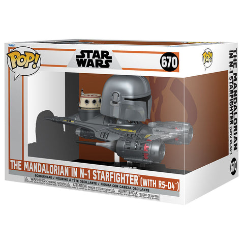 POP figure Rides Deluxe Star Wars Mandalorian 9 the Mandalorian in N-1 Starfighter