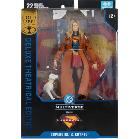 DC Comics Supergirl Deluxe Theatrical Edition Gold Label Collection Supergirl & Puppy Kripto figure 18cm