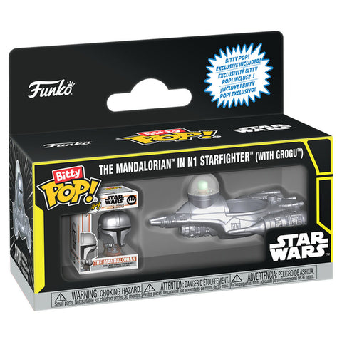 Bitty POP figure Ride Star Wars The Mandalorian In N1 Starfighter With Grogu