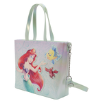 Loungefly Disney The Little Mermaid Ariel, Flounder and Sebastian tote bag with coin bag
