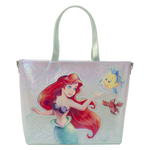 Loungefly Disney The Little Mermaid Ariel, Flounder and Sebastian tote bag with coin bag